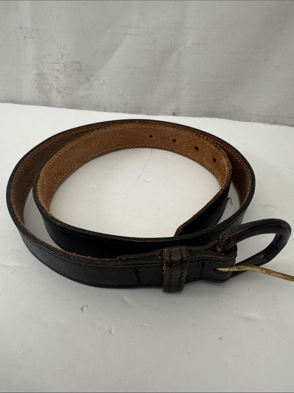 Levi’s Vintage Saddleman Men's Black Leather Slim Belt W/Leather wrapped Buckle